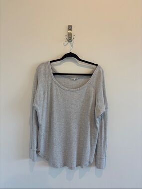 Tentree Light Gray Long Sleeve Waffle Knit Tee